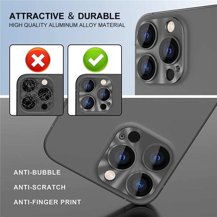 HAT PRINCE ENKAY For iPhone 14 Pro 6.1 inch / 14 Pro Max 6.7 inch Camera Lens Protector Aluminum Alloy + Tempered Glass Full Cover HD Clear Anti-scratch One-Piece Lens Film - Blue