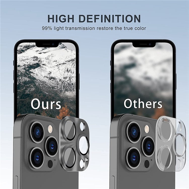 HAT PRINCE ENKAY For iPhone 14 Pro 6.1 inch / 14 Pro Max 6.7 inch Camera Lens Protector Aluminum Alloy + Tempered Glass Full Cover HD Clear Anti-scratch One-Piece Lens Film - Blackish Green
