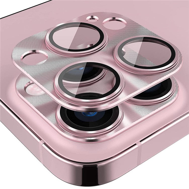 HAT PRINCE ENKAY For iPhone 14 Pro 6.1 inch / 14 Pro Max 6.7 inch Camera Lens Protector Aluminum Alloy + Tempered Glass Full Cover HD Clear Anti-scratch One-Piece Lens Film - Pink