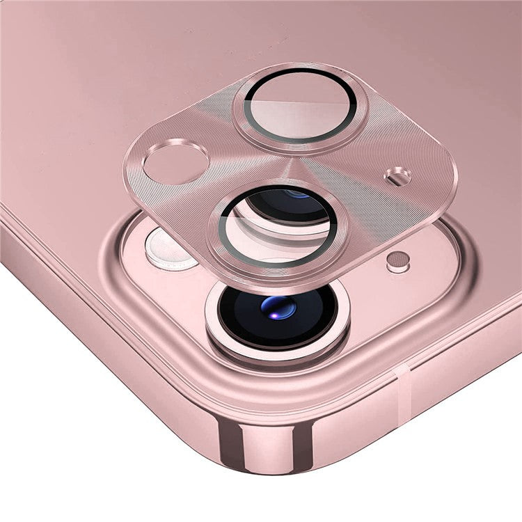 HAT PRINCE ENKAY For iPhone 14 6.1 inch / 14 Plus Full Cover Camera Lens Protector Aluminum Alloy + Tempered Glass Integrated Film - Pink