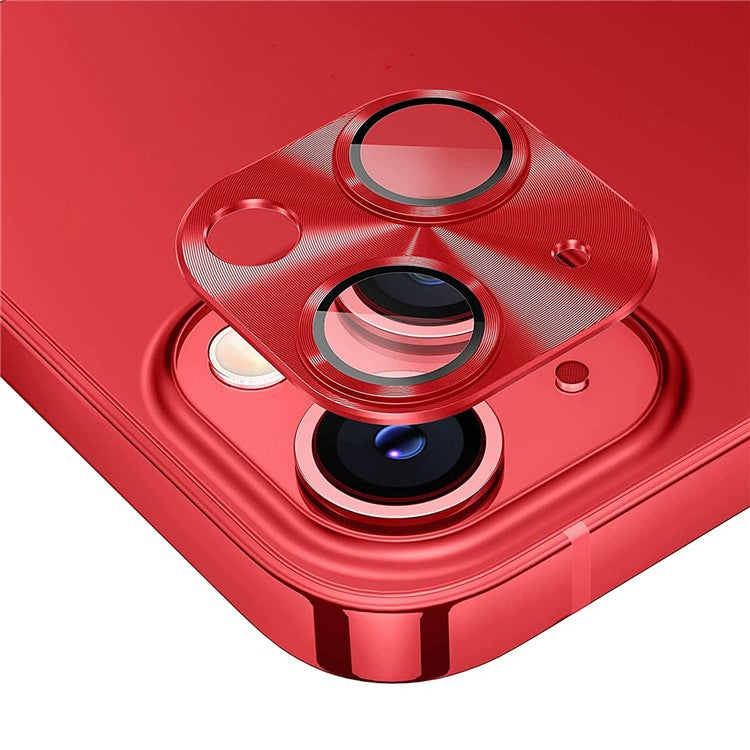 HAT PRINCE ENKAY For iPhone 14 6.1 inch / 14 Plush Full Cover Camera Lens Protector Aluminum Alloy + Tempered Glass Integrated Film - Red