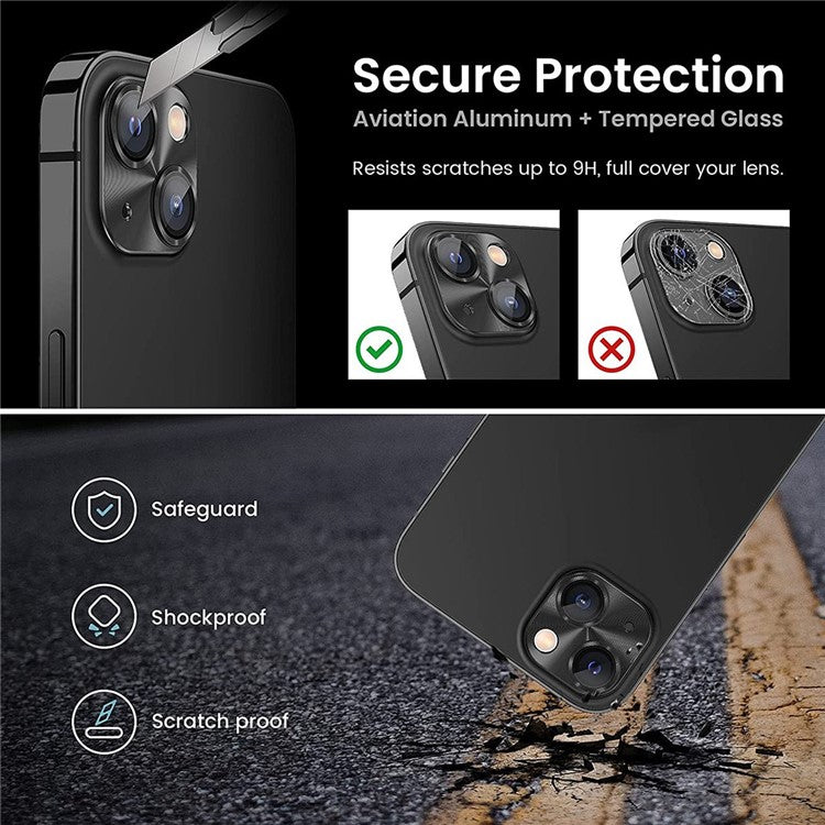 HAT PRINCE ENKAY For iPhone 14 6.1 inch / 14 Plus Full Cover Camera Lens Protector Aluminum Alloy + Tempered Glass Integrated Film - Blackish Green