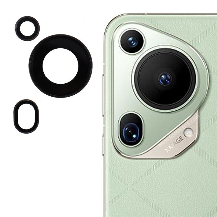 1 Set For Huawei Pura 70 Ultra Camera Lens Protector Tempered Glass Rear Lens Film - Black