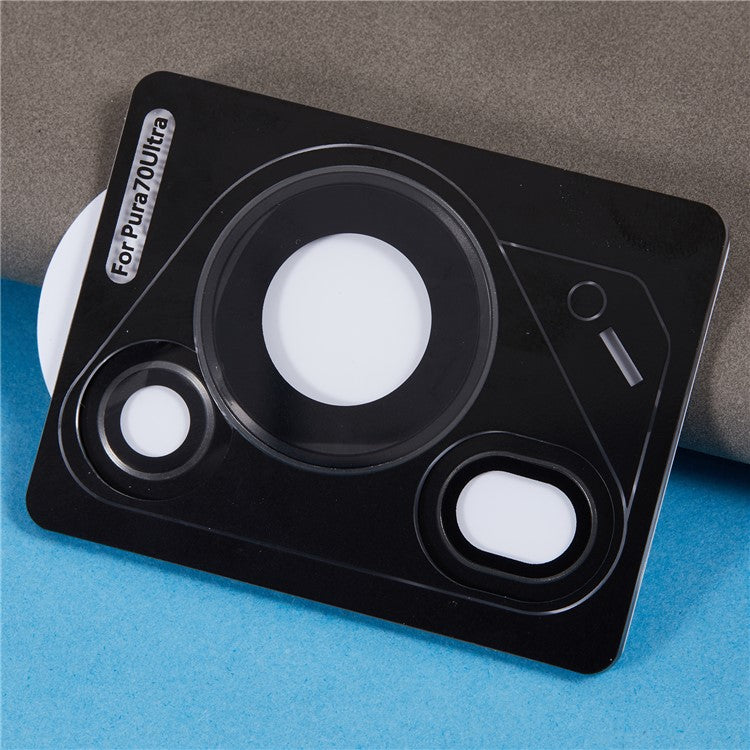 1 Set For Huawei Pura 70 Ultra Camera Lens Protector Tempered Glass Rear Lens Film - Black