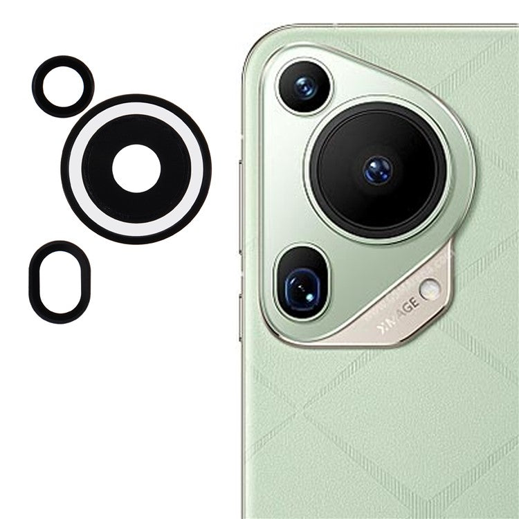 1 Set For Huawei Pura 70 Ultra Tempered Glass Camera Lens Protector Individual Rear Lens Film - Black