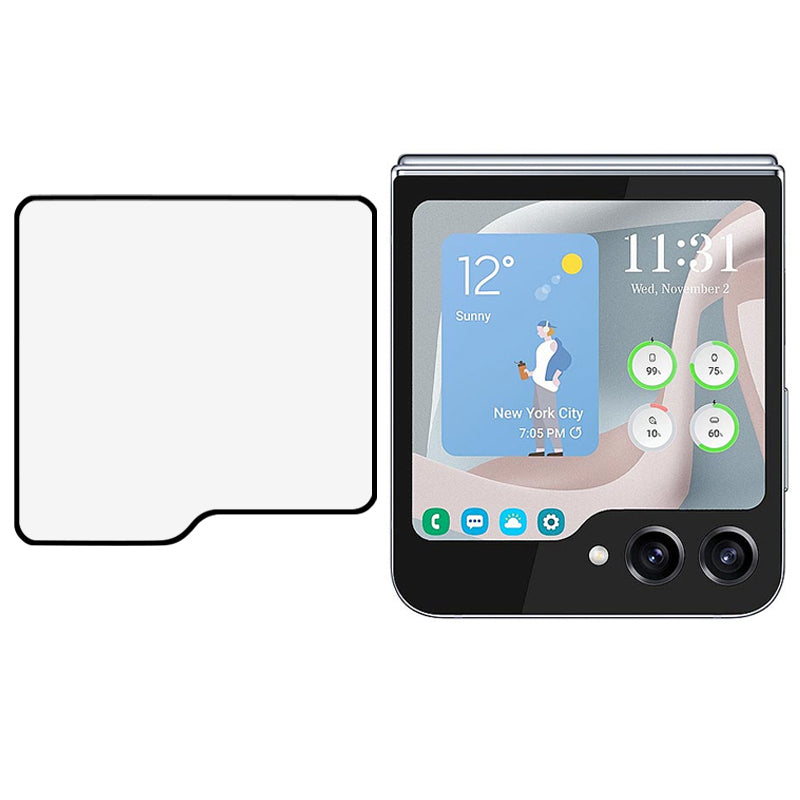 For Samsung Galaxy Z Flip6 5G Screen Protector Silk Printing Tempered Glass Full Glue Film (Outer Screen)