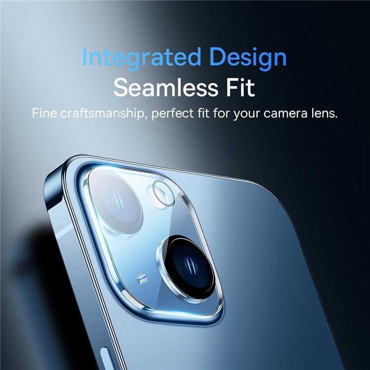 BASEUS 2Pcs / Set for iPhone 14 6.1 inch / 14 Plus 6.7 inch Full-Frame Lens Film 0.3mm Clear Wear-Resistant Tempered Glass+PC Camera Lens Protector
