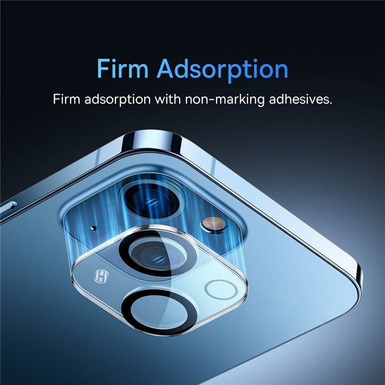 BASEUS 2Pcs / Set for iPhone 14 6.1 inch / 14 Plus 6.7 inch Full-Frame Lens Film 0.3mm Clear Wear-Resistant Tempered Glass+PC Camera Lens Protector