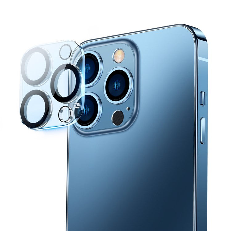 BASEUS 2Pcs / Set for iPhone 14 Pro 6.1 inch / 14 Pro Max 6.7 inch Full-frame Lens Film 0.3mm Clear Anti-explosion Anti-fingerprint Tempered Glass+PC Camera Lens Protector