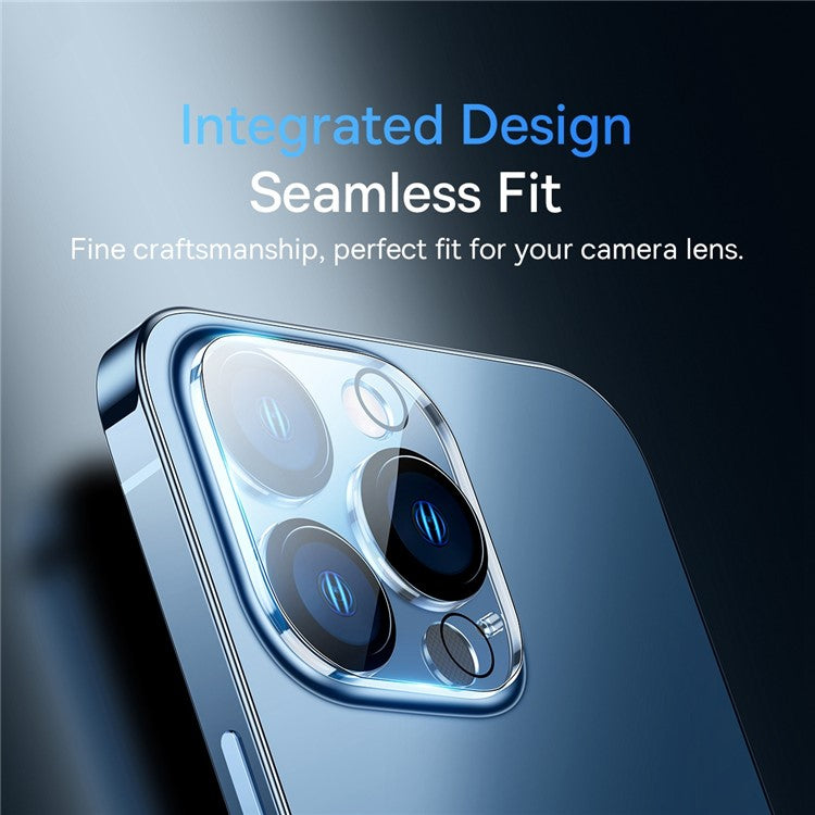 BASEUS 2Pcs / Set for iPhone 14 Pro 6.1 inch / 14 Pro Max 6.7 inch Full-frame Lens Film 0.3mm Clear Anti-explosion Anti-fingerprint Tempered Glass+PC Camera Lens Protector