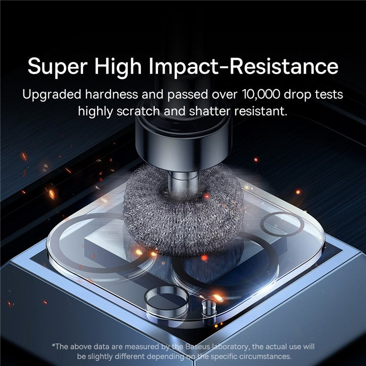 BASEUS 2Pcs / Set for iPhone 14 Pro 6.1 inch / 14 Pro Max 6.7 inch Full-frame Lens Film 0.3mm Clear Anti-explosion Anti-fingerprint Tempered Glass+PC Camera Lens Protector