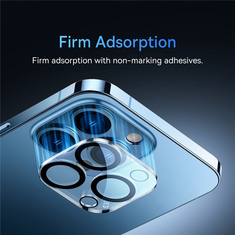 BASEUS 2Pcs / Set for iPhone 14 Pro 6.1 inch / 14 Pro Max 6.7 inch Full-frame Lens Film 0.3mm Clear Anti-explosion Anti-fingerprint Tempered Glass+PC Camera Lens Protector