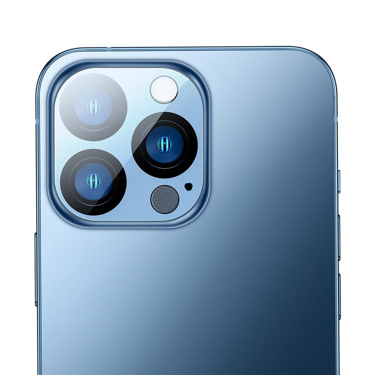 BASEUS 2Pcs / Set for iPhone 14 Pro 6.1 inch / 14 Pro Max 6.7 inch Full-frame Lens Film 0.3mm Clear Anti-explosion Anti-fingerprint Tempered Glass+PC Camera Lens Protector
