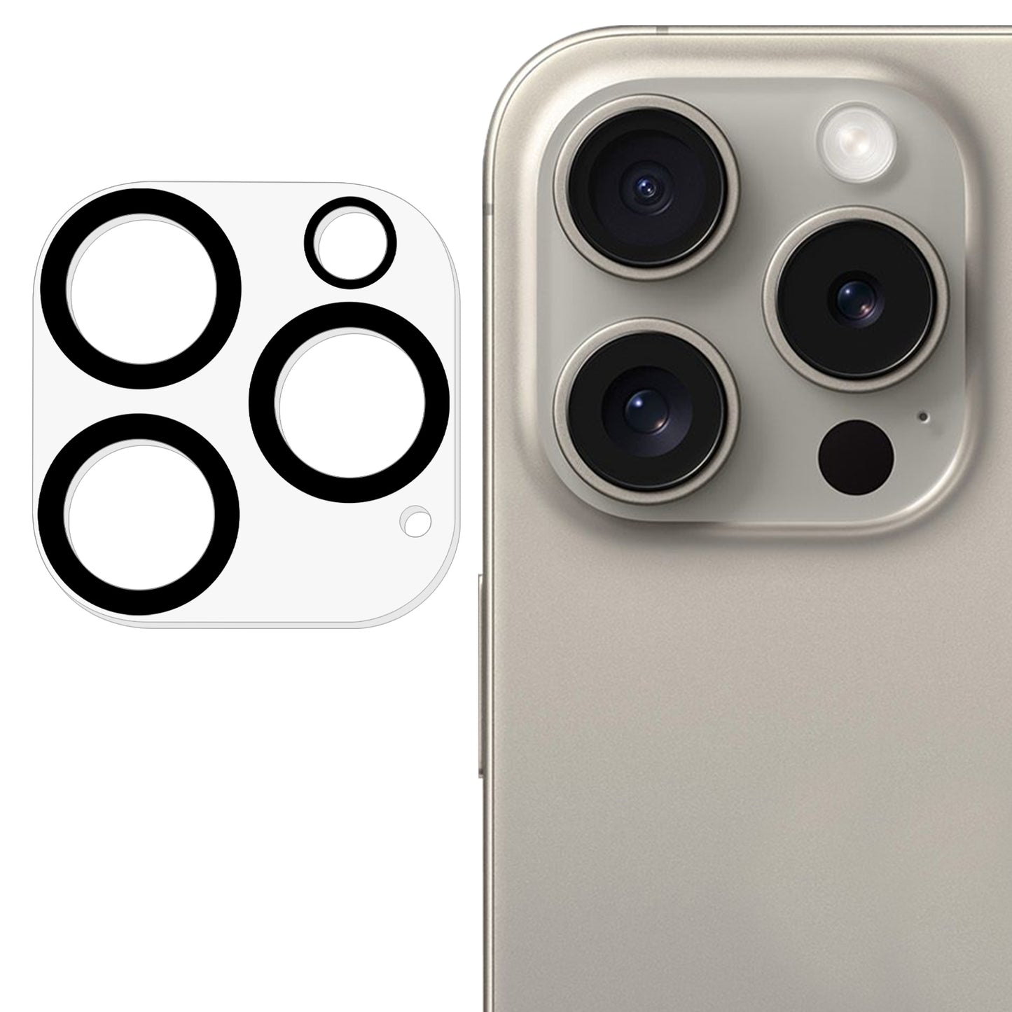 For iPhone 16 Pro Camera Lens Protector Built-In Black Circles Tempered Glass Lens Film