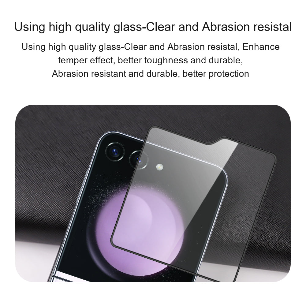 AMORUS 2Pcs For Samsung Galaxy Z Flip6 5G Rear Screen Protector Silk Printing Tempered Glass Film - Black