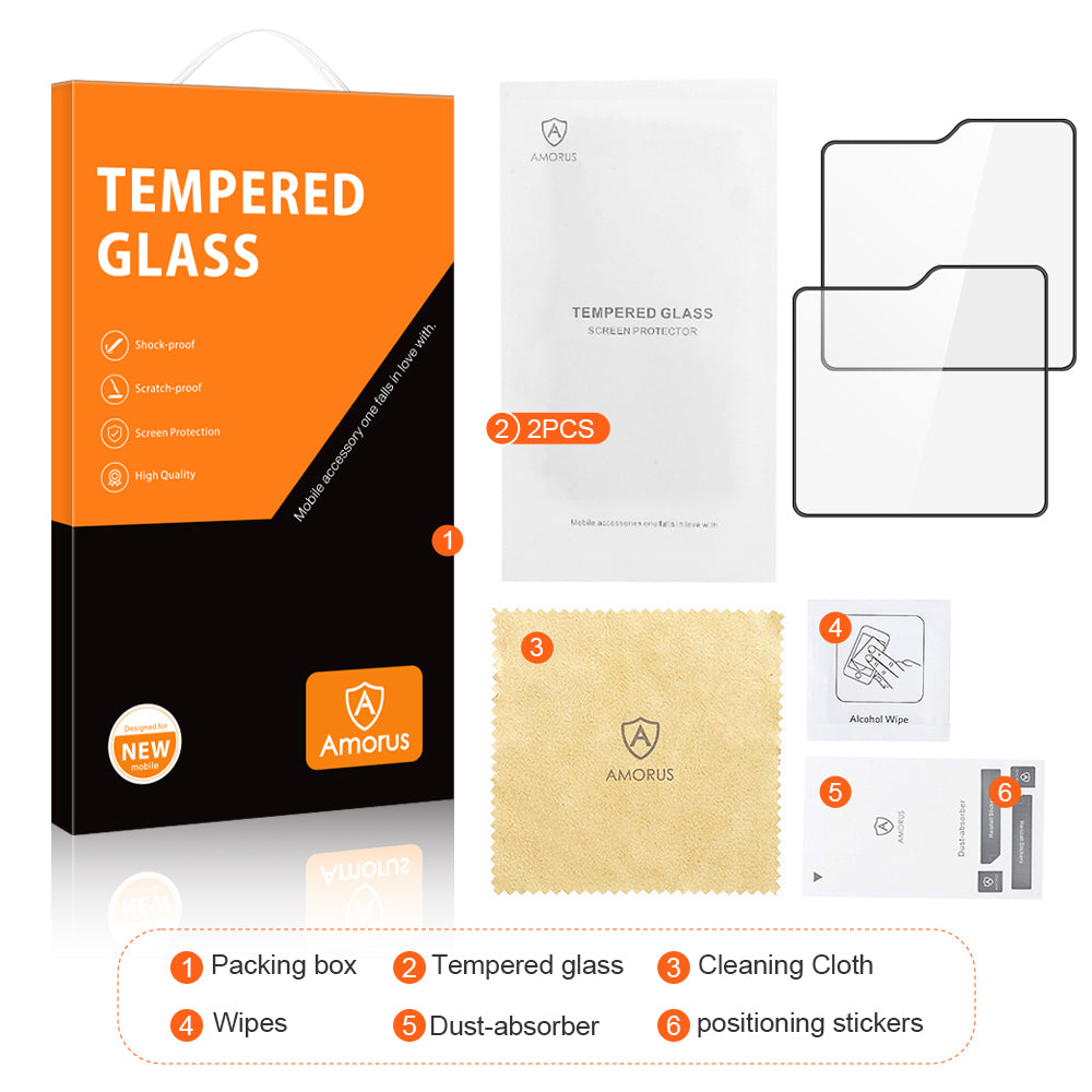 AMORUS 2Pcs For Samsung Galaxy Z Flip6 5G Rear Screen Protector Silk Printing Tempered Glass Film - Black