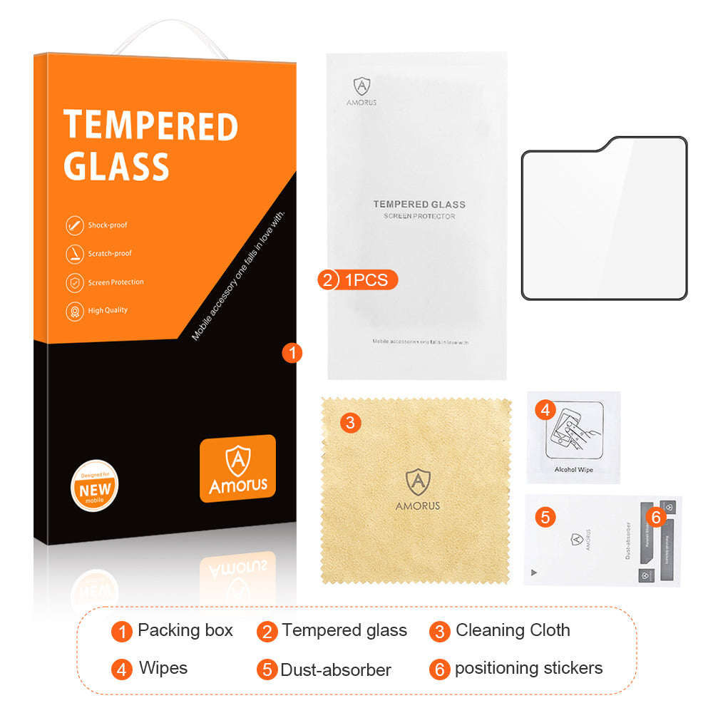 AMORUS For Samsung Galaxy Z Flip6 5G Rear Screen Protector Tempered Glass Back Screen Film - Black