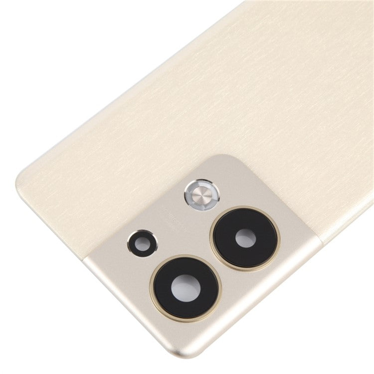 For Oppo Reno9 Pro+ 5G Battery Cover Matte Back Rear Housing with Camera Ring Cover Parts (without Logo) - Gold