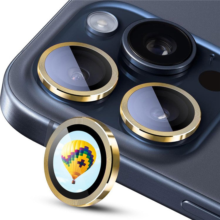 ENKAY HAT PRINCE 1Set For iPhone 16 Pro / 16 Pro Max Camera Lens Protector AR Anti-Reflection Lens Film - Gold