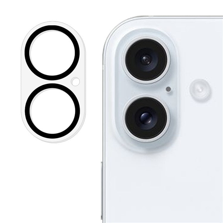 For iPhone 16 / 16 Plus Camera Lens Protector Cell Phone Silk Printing Tempered Glass Clear Lens Film
