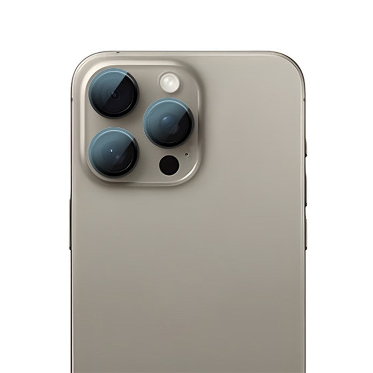 RURIHAI For iPhone 16 Pro / 16 Pro Max Tempered Glass AR Camera Lens Protector with Titanium Alloy Ring - Black