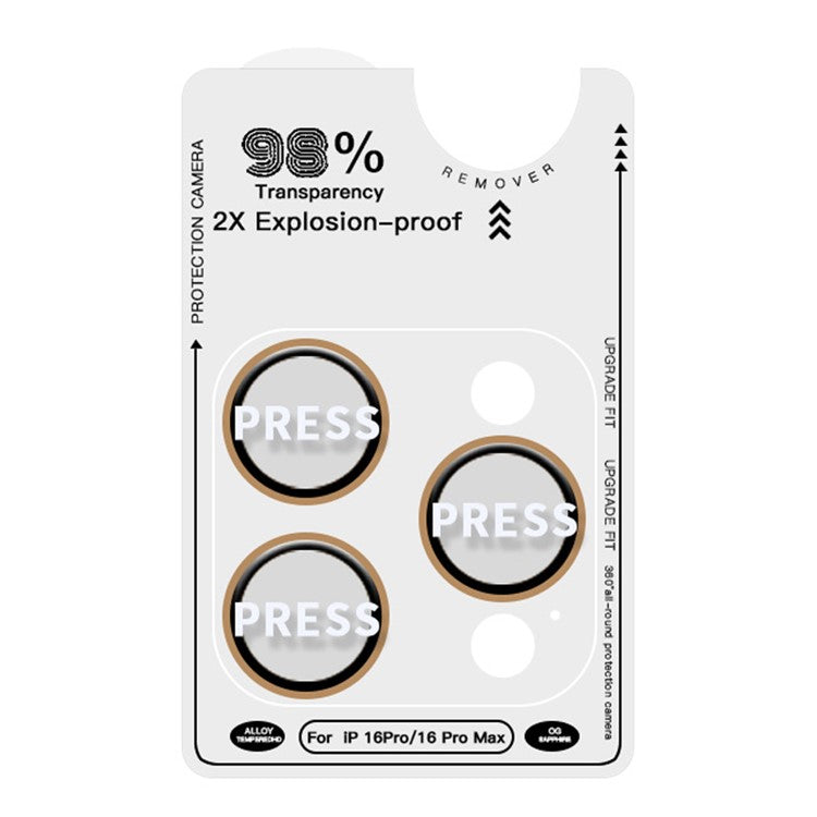 RURIHAI For iPhone 16 Pro / 16 Pro Max Tempered Glass AR Camera Lens Protector with Titanium Alloy Ring - Brown