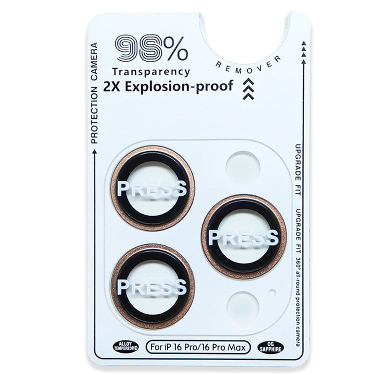 RURIHAI For iPhone 16 Pro / 16 Pro Max Tempered Glass AR Camera Lens Protector with Titanium Alloy Ring - Brown