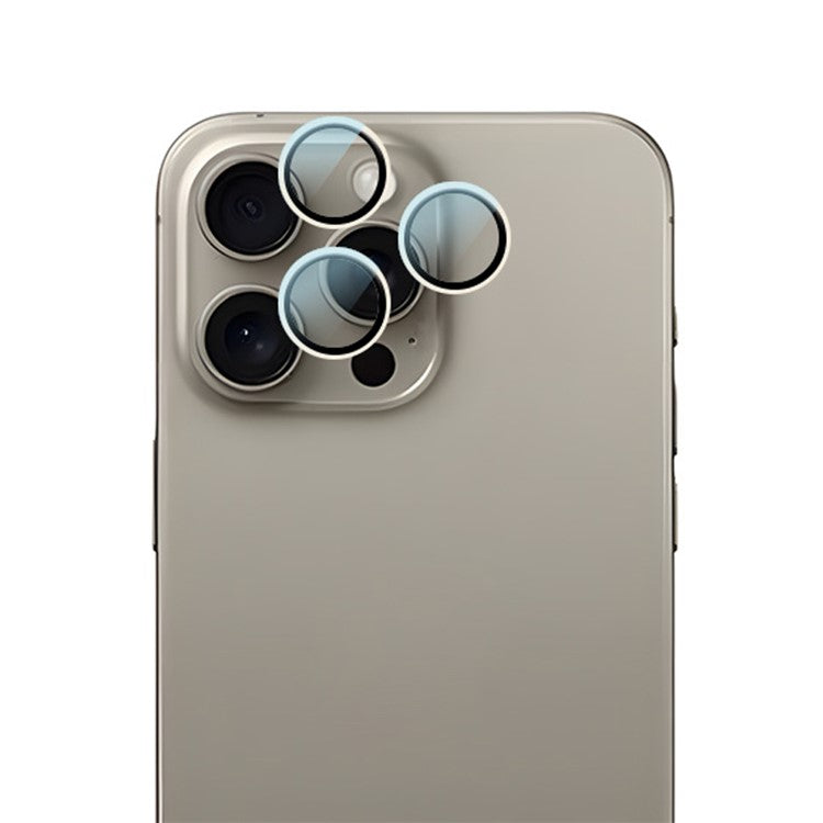 RURIHAI For iPhone 16 Pro / 16 Pro Max Tempered Glass AR Camera Lens Protector with Titanium Alloy Ring - Titanium Grey