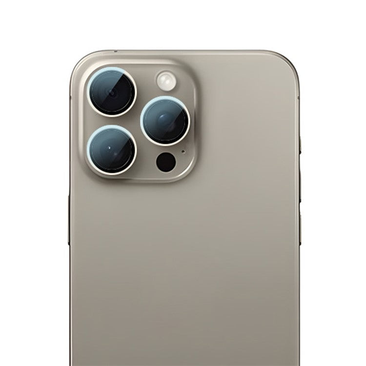 RURIHAI For iPhone 16 Pro / 16 Pro Max Tempered Glass AR Camera Lens Protector with Titanium Alloy Ring - Titanium Grey