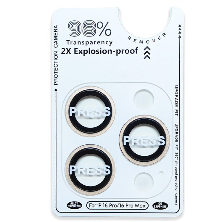 RURIHAI For iPhone 16 Pro / 16 Pro Max Tempered Glass AR Camera Lens Protector with Titanium Alloy Ring - Titanium Grey