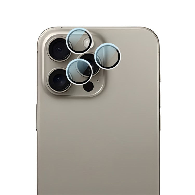 RURIHAI For iPhone 16 Pro / 16 Pro Max Tempered Glass AR Camera Lens Protector with Titanium Alloy Ring - Silver