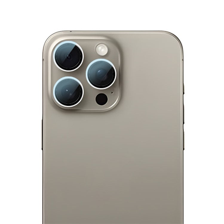 RURIHAI For iPhone 16 Pro / 16 Pro Max Tempered Glass AR Camera Lens Protector with Titanium Alloy Ring - Silver