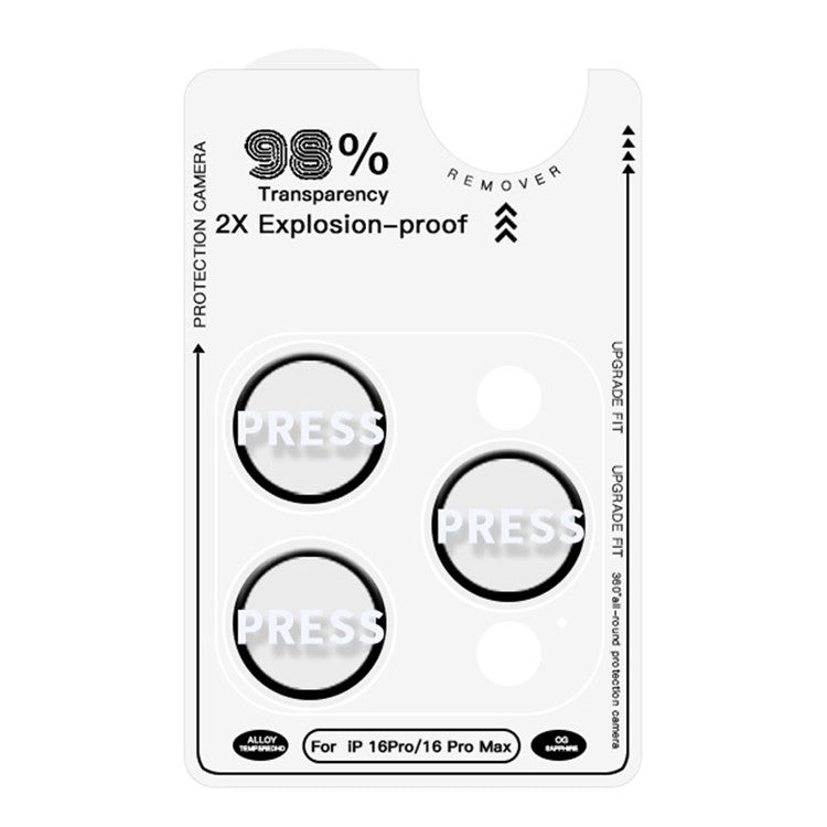 RURIHAI For iPhone 16 Pro / 16 Pro Max Tempered Glass AR Camera Lens Protector with Titanium Alloy Ring - Silver