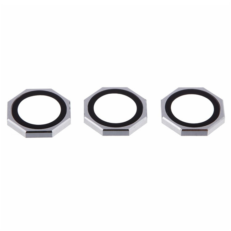 For iPhone 16 Pro / 16 Pro Max Camera Lens Protector Octagonal AF+AR Tempered Glass Lens Film - Silver