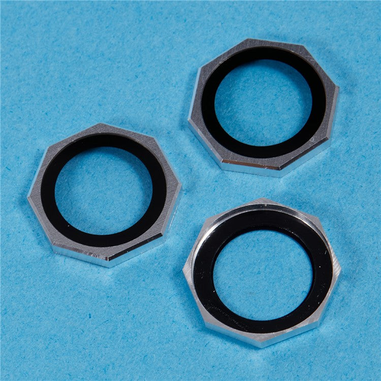 For iPhone 16 Pro / 16 Pro Max Camera Lens Protector Octagonal AF+AR Tempered Glass Lens Film - Silver
