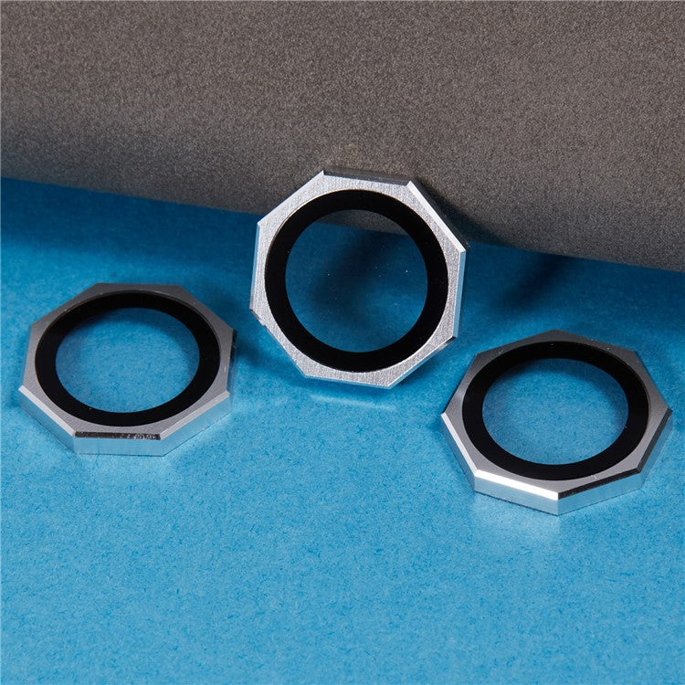 For iPhone 16 Pro / 16 Pro Max Camera Lens Protector Octagonal AF+AR Tempered Glass Lens Film - Silver