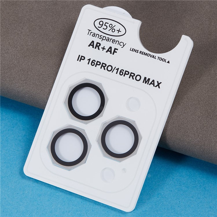 For iPhone 16 Pro / 16 Pro Max Camera Lens Protector Octagonal AF+AR Tempered Glass Lens Film - Silver