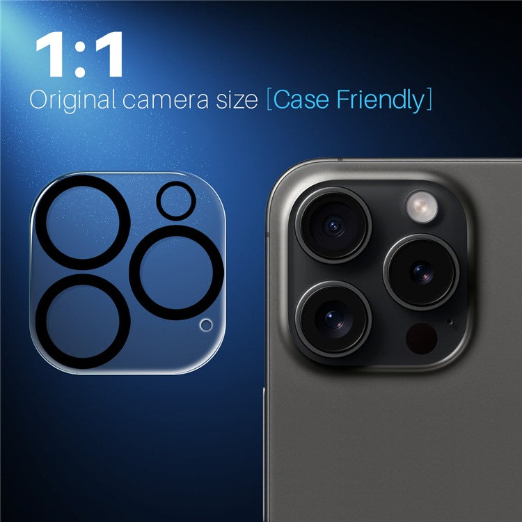 NORTHJO 2Pcs For iPhone 16 Pro / 16 Pro Max Camera Lens Protector Black Circles 3D Clear Tempered Glass Lens Film