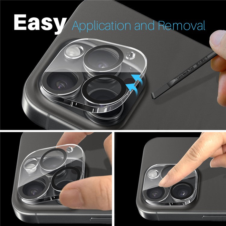 NORTHJO 2Pcs For iPhone 16 Pro / 16 Pro Max Camera Lens Protector Black Circles 3D Clear Tempered Glass Lens Film