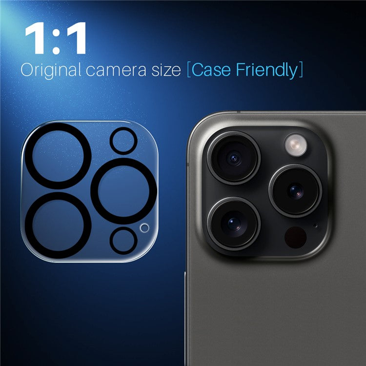 NORTHJO 2Pcs For iPhone 15 Pro / 15 Pro Max Clear Camera Lens Protector Black Circles 3D Tempered Glass Lens Film