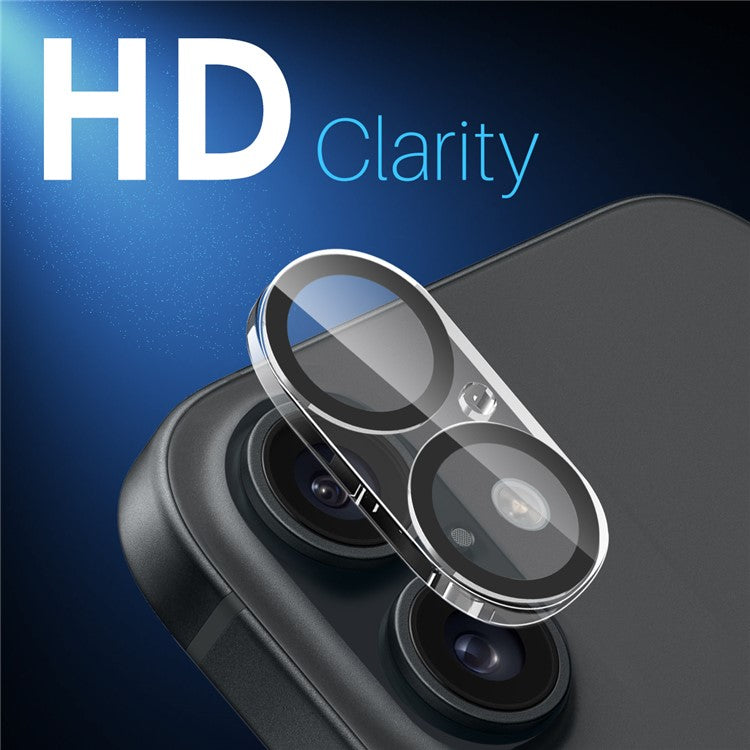 NORTHJO 2Pcs For iPhone 16 / 16 Plus Camera Lens Protector Black Circles HD Clear Tempered Glass Lens Film 3D Full Coverage