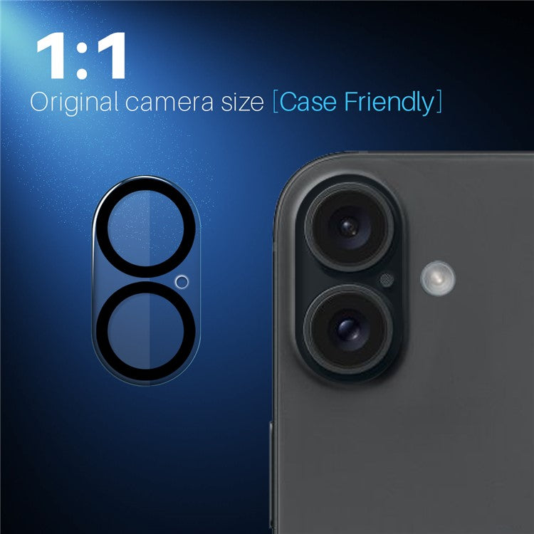 NORTHJO 2Pcs For iPhone 16 / 16 Plus Camera Lens Protector Black Circles HD Clear Tempered Glass Lens Film 3D Full Coverage