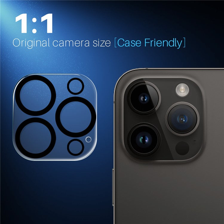 NORTHJO 2Pcs For iPhone 14 Pro / 14 Pro Max Camera Lens Protector Black Circles HD Clear Tempered Glass Lens Film 3D Full Coverage