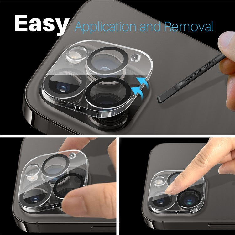 NORTHJO 2Pcs For iPhone 14 Pro / 14 Pro Max Camera Lens Protector Black Circles HD Clear Tempered Glass Lens Film 3D Full Coverage
