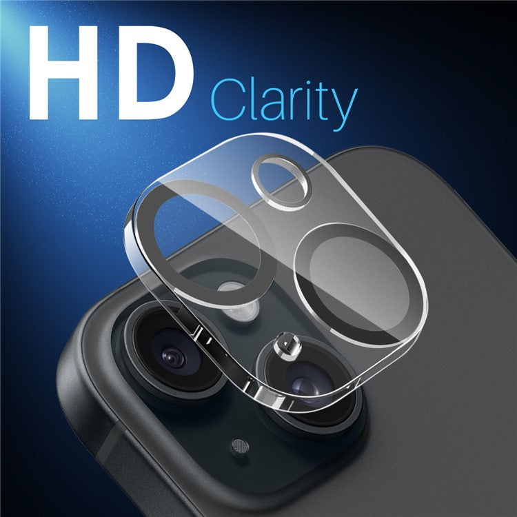 NORTHJO 2Pcs For iPhone 15 / 15 Plus Camera Lens Protector Black Circles HD Clear Tempered Glass Lens Film 3D Full Coverage