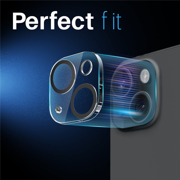 NORTHJO 2Pcs For iPhone 15 / 15 Plus Camera Lens Protector Black Circles HD Clear Tempered Glass Lens Film 3D Full Coverage