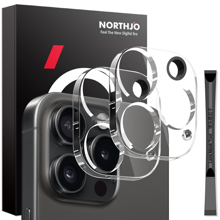 NORTHJO 2Pcs For iPhone 16 Pro / 16 Pro Max Camera Lens Protector Clear 3D Integrated Clear Tempered Glass Lens Film