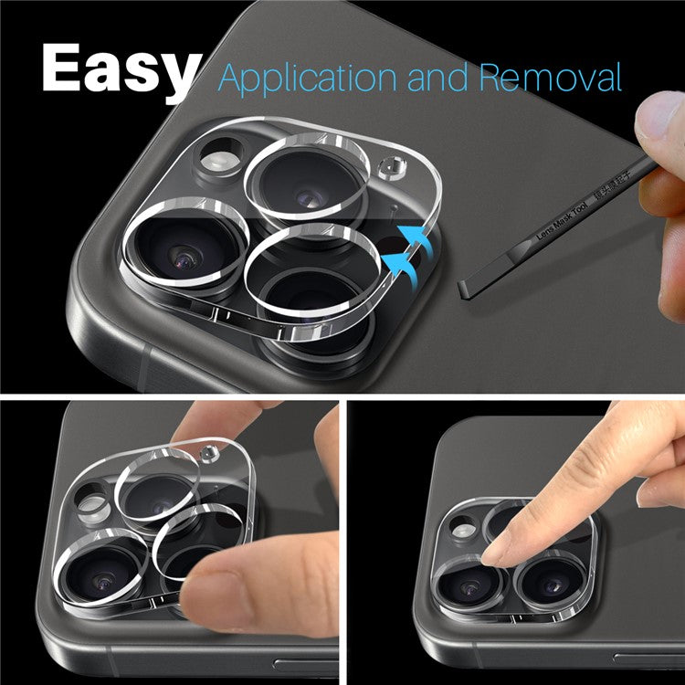 NORTHJO 2Pcs For iPhone 15 Pro / 15 Pro Max Tempered Glass Camera Lens Protector Integrated Clear 3D Full Coverage