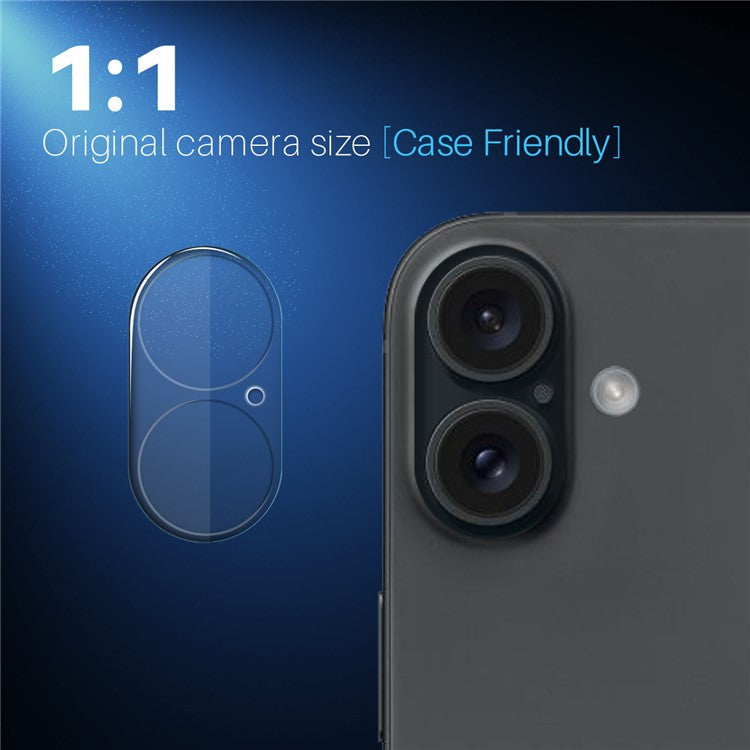 NORTHJO 2Pcs For iPhone 16 / 16 Plus Camera Lens Protector Clear 3D Full Coverage Tempered Glass Lens Film