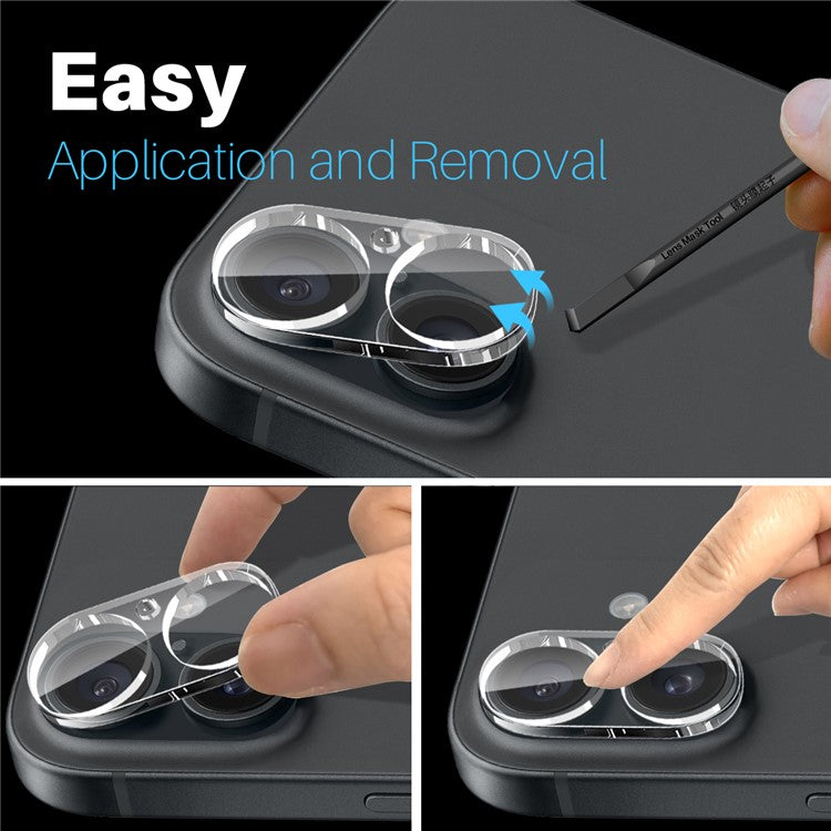NORTHJO 2Pcs For iPhone 16 / 16 Plus Camera Lens Protector Clear 3D Full Coverage Tempered Glass Lens Film